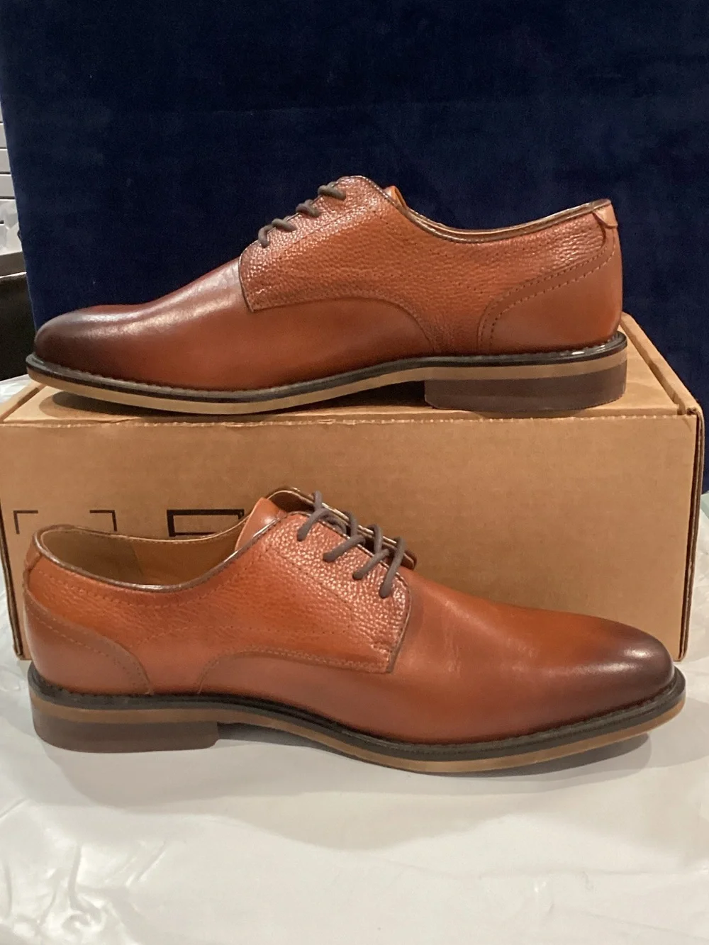 Nordstrom Rack Men’s 8M Cognac Leather Dress Shoes Ortholite